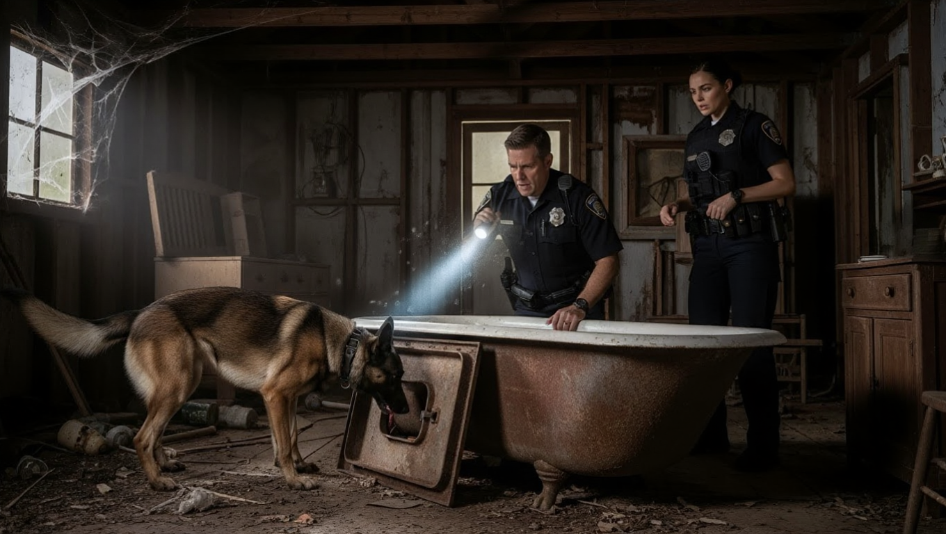 Officers Thought It Was Just A Rusty Bathtub — But Their K9 Belgian Shepherd Discovery Uncovered a Chilling Nightmare under the rusty bathtub that made Officers shock to their core..